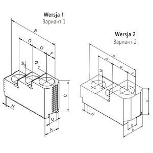 Szczęki górne twarde do uchwytu 2405-K typ SGT 2405-315-91K Bison kod: 398521731300 - 2